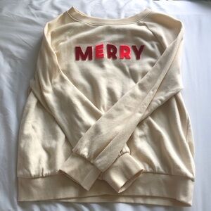 Cat & Jack Cream Sweater with Red 'Merry' Design